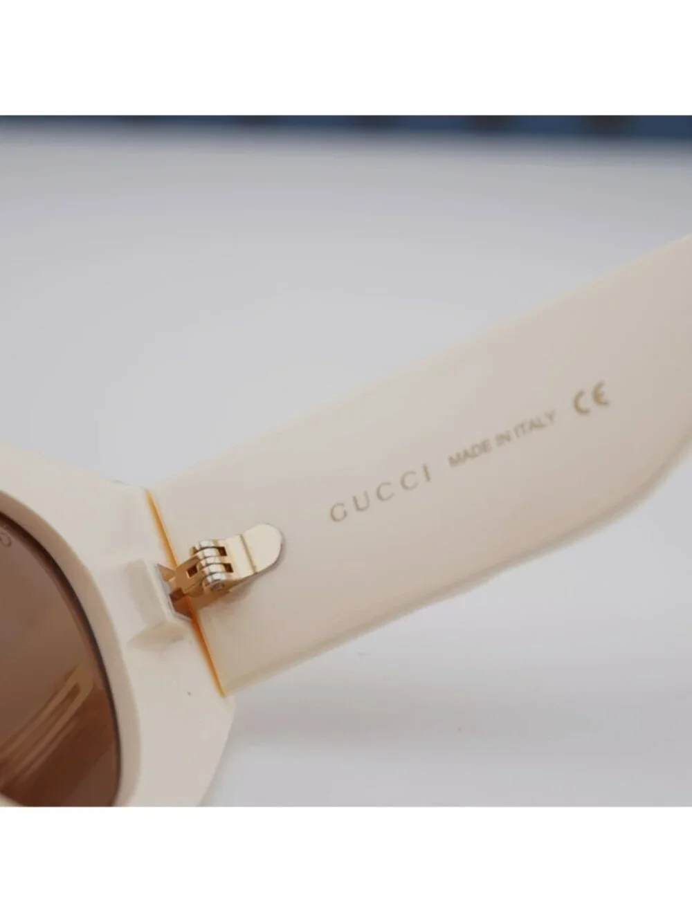 Gucci GG0809S 002 Cat Eye Sunglasses - Ivory / Brown